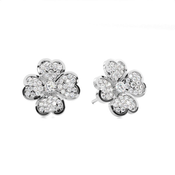 Flower stud diamond earrings