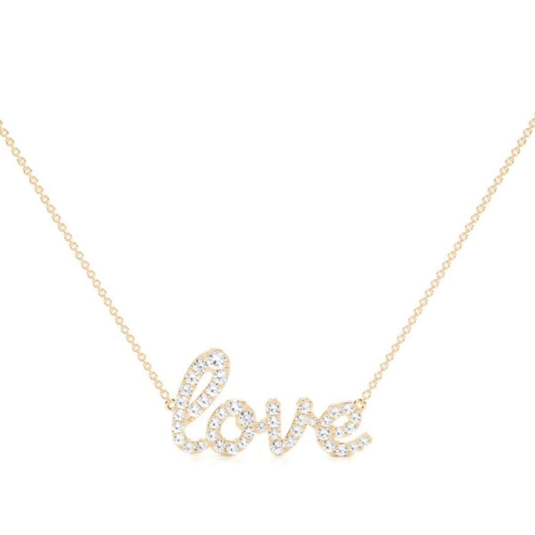 Diamond love pendant with 18k gold chain