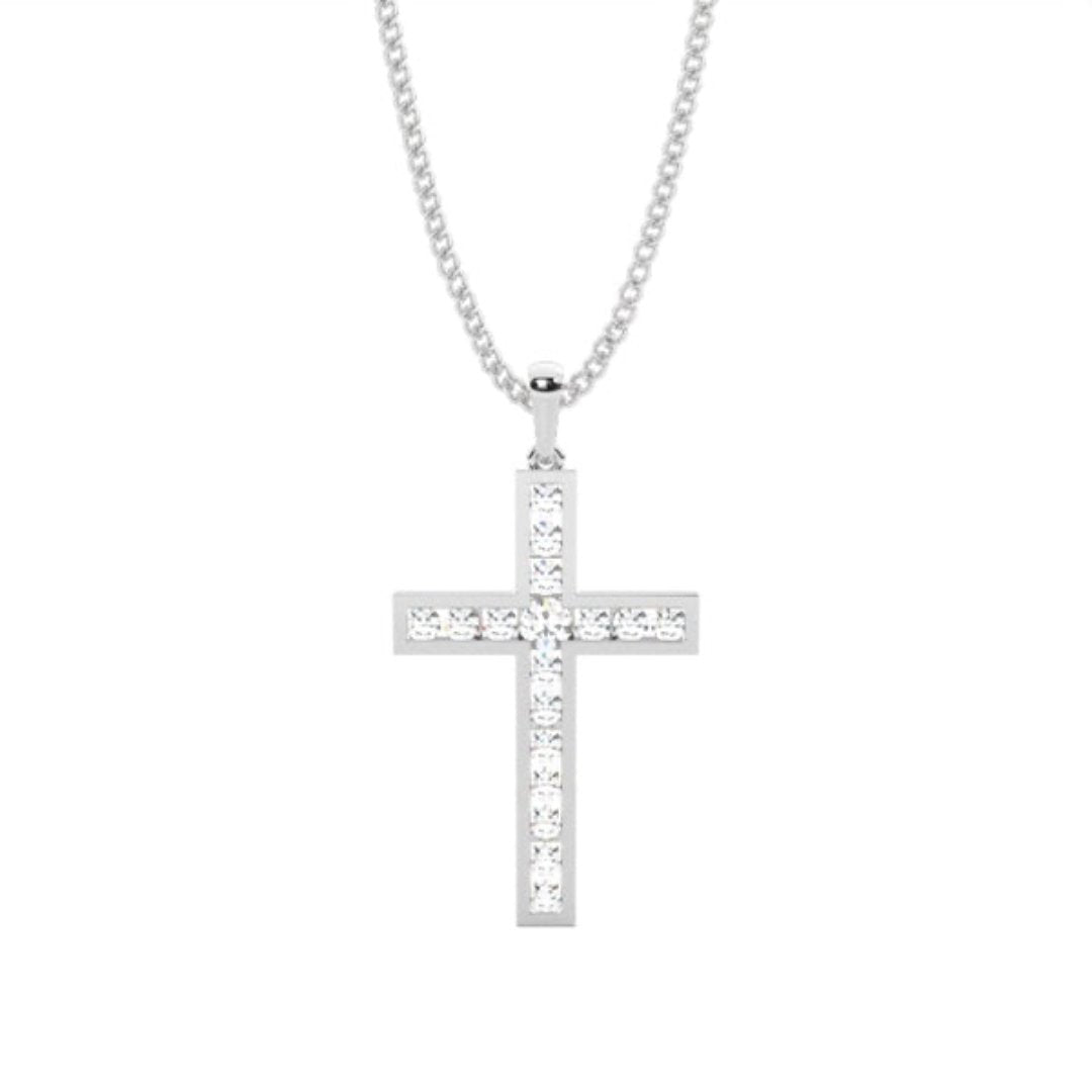 Natural Diamond cross pendant with 18k chain