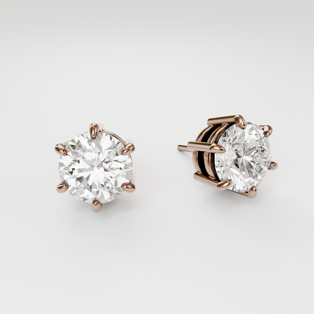 6 Prong solitaire diamond studs