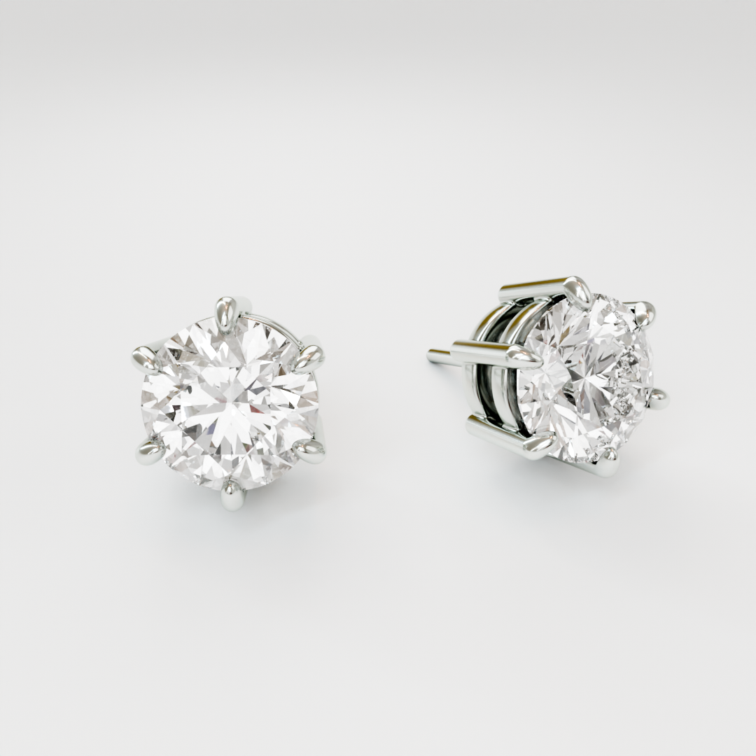 6 Prong solitaire diamond studs