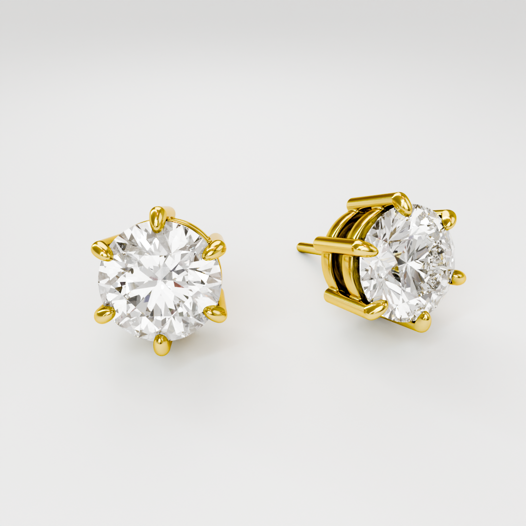 6 Prong solitaire diamond studs
