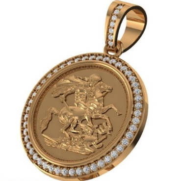 Full sovereign pendant with diamonds